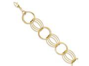 14k Yellow Gold 7in Polished and Textured Hollow w ext. Bracelet