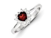 Sterling Silver Heart Garnet Ring