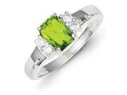 Sterling Silver Lime Green White Emerald CZ Ring