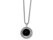 Sterling Silver 24in Rhodium Plated Black Tiger s Eye Necklace