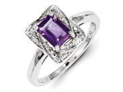 Sterling Silver Diamond Amethyst Ring