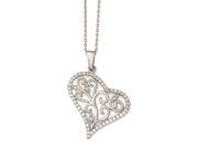Cheryl M Sterling Silver CZ Cut out Heart 18in Necklace