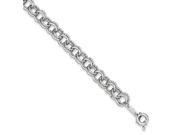 Sterling Silver Antiqued Rhodium Plated 7in Polish Texture Circle Link Bracelet