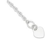 Sterling Silver Polished Engraveable Heart Bracelet