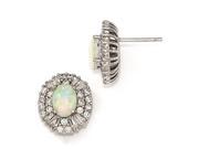 Cheryl M Sterling Silver CZ and Synthetic Opal Post Earrings