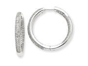 14k White Gold G H SI2 Quality Diamond In Out Hoop Earrings