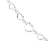 Sterling Silver 7in Polished Heart Fancy Heart Link Bracelet