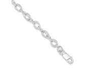 Sterling Silver 7in Polished and Textured Double Link Charm Bracelet