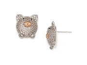 Cheryl M Sterling Silver Rose Gold plated CZ Pig Post Earrings