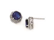 Cheryl M Sterling Silver Blue and White CZ Post Earrings