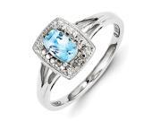 Sterling Silver Light SwiSterling Silver Blue Topaz Diamond Ring