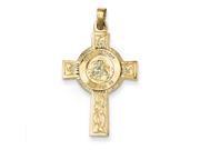 14k Yellow Gold Cross with St Anthony Medal Pendant