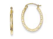 10k Yellow Gold Textured Hollow Oval Hoop Earrings