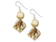 Sterling Silver Yellow Mother of Pearl Freshwater Cultured Pearl Earrings