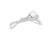 Sterling Silver Imitation Freshwater Cultured Simulated Pearl CZ Pin