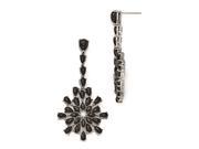 Cheryl M Sterling Silver CZ and Onyx Post Dangle Earrings
