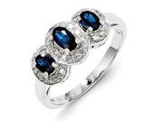 Sterling Silver Rhodium Sapphire Diamond Ring