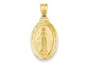 14k Yellow Gold Mary Mother of God Miraculous Medal Pendant