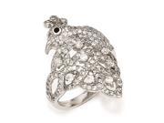 Cheryl M Sterling Silver Black and White CZ Peacock Ring