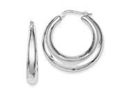 Sterling Silver Rhodium Polished Plated Hollow Hoop Earrings