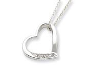 Sterling Silver 18in Heart with Diamond Necklace