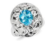 Sterling Silver Blue Topaz and Diamond Ring