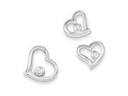 Sterling Silver CZ Heart Earrings Pendant Set