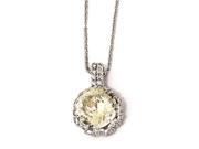 Cheryl M Sterling Silver Round Canary White CZ 18in Necklace