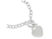 Sterling Silver Engraveable Oval Link Heart Bracelet