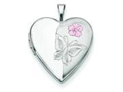 Sterling Silver Enameled Flower Butterfly Heart Locket