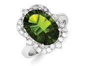 Sterling Silver Green Clear CZ Ring