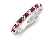 Sterling Silver Red White CZ Eternity Band