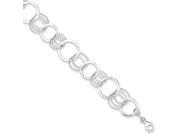 Sterling Silver 7in Polished and Textured Circle Link Bracelet