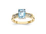 14k Yellow Gold Blue Topaz and White Topaz Emerald Cut Gemstone Ring