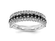 Sterling Silver Stack Exp Created White Sapphire Black Sapphire Flip Ring