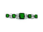 Cheryl M Sterling Silver AAA CZ and Glass Simulated Emerald Bracelet