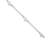 Sterling Silver 9 Polished Heart with 1in ext. Anklet