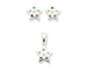 Sterling Silver Multi colored CZ Star Earring Pendant Set