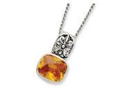 Sterling Silver 18in Antiqued Yellow CZ Necklace