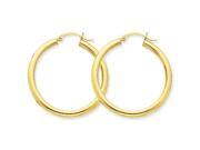 14k Yellow Gold Polished 3mm Round Hoop Earrings