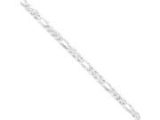 Sterling Silver 7in 5.5mm Pave Flat Figaro Chain Bracelet