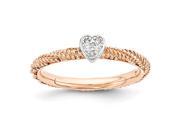 Sterling Silver Diamond Stackable Expressions Rose Gold Plated Heart Ring