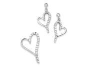 Sterling Silver CZ Heart Earrings Pendant Set