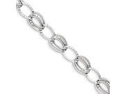 14k White Gold 7in Polished and Textured Hollow w ext. Bracelet