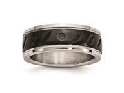 Stainless Steel Polished Black Ip Grooved Ring