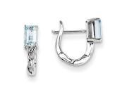 Sterling Silver Rhodium Plated Aquamarine Hinged Hoop Earrings