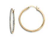 Sterling Silver 0.010 ct. Gold plated Diamond Mystique Round Hoop Earrings