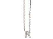 Cheryl M Sterling Silver CZ Letter R 18in. Necklace