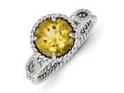 Sterling Silver Citrine Twisted Circle Ring