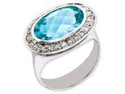 Sterling Silver Diamond Blue Topaz Ring